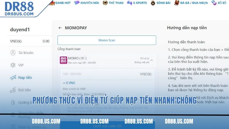 Phương thức ví điện tử giúp nạp tiền nhanh chóng
